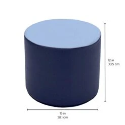 Factory Direct Partners 12763-NV SoftScape 15" Round Two-Tone Accent Ottoman For Ages 4-7 (4-Piece) - Navy