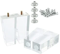 Ornavo Home Set Of 4 Square Mid-Century Modern 6 Inch Clear Acrylic Furniture Legs Replacement For Sofa, Couch, Armchair And Ottoman