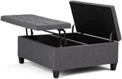 SIMPLIHOME Harrison 36 Inch Wide Square Coffee Table Lift Top Storage Ottoman In Upholstered Slate Grey Tufted Linen Look Fabric For The Living Room, Transitional -Safavieh Furniture 317IUlJV0yL. AC