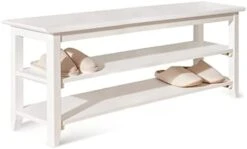 OGCAU Shoe Bench Entryway With Storage Bench For Bedroom, Ottoman, 2 Tier, Shoe Rack Organizer For Door, Good Load Bearing, Ideal For Entryway Hallway Living Room And Corridor(Natural 23.6") -Safavieh Furniture 317IyY8nQtL. AC
