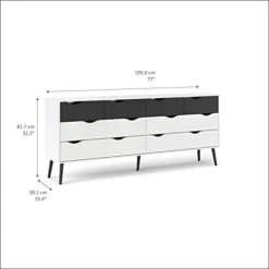 Tvilum Diana 8 Drawer Dresser, White/Black Matte