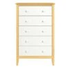 GENERIC Solid Wood Easy Pieces 5 Drawer Dresser Natural W/White Front White And Knobs Brown Traditional Pine Painted Includes Hardware