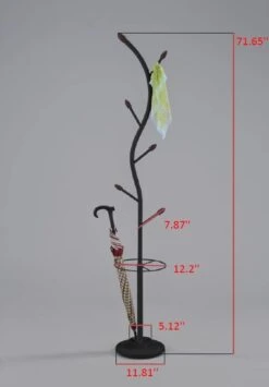 Kings Brand Furniture - Kubin Metal 6-Hook Coat & Hat Rack With Umbrella Stand -Safavieh Furniture 318ms1bawjL