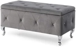 Christies Home Living Silver Crystal Tufted Storage Bench, -Safavieh Furniture 318yp7PvXiL. AC