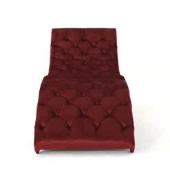 Christopher Knight Home Garret Tufted Velvet Chaise Lounge, Garnet / Dark Brown 77.6D X 24.8W X 28H In -Safavieh Furniture 3193GfpZLnL