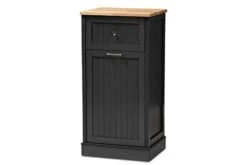 Baxton Studio Monica Kitchen Cabinet, Dark Grey/Oak Brown
