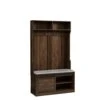 Herumi Vintage Entryway Shoes And Coat Organizers With Storage Cabinet And Seat Bench,Hall Tree With Storage Drawers And Sliding Barn Door