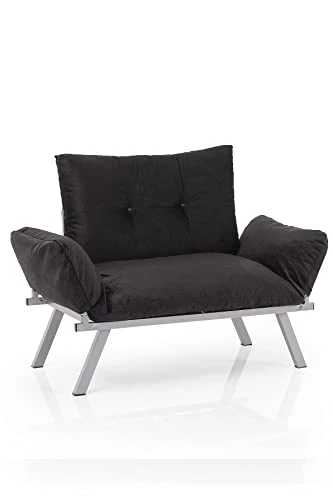 GENERIC HT Design Alin Extra Wide Modern Futon Loveseat For Living Rooms And Bedroom, Removable Cushions, 49" Wide Furniture For Guest Room Studio Apartments, Black 2 GENERIC HT Design Alin Extra Wide Modern Futon Loveseat For Living Rooms And Bedroom, Removable Cushions, 49" Wide Furniture For Guest Room Studio Apartments, Black - Image 2