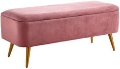 Ball & Cast Upholstered Velvet Storage Bench 44"W X 16"D X 18"H Grey,Golden Powder Coating Legs Set Of 1 -Safavieh Furniture 319sXrxafkL. AC