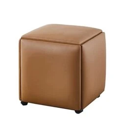 SXNBH 5 In 1 Sofa Stool Living Room Funiture Multifunctional Storage Stools Home Cube Combination Fold Stool Iron (Color : White-Patch Five-Pointed Star4)