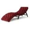 Christopher Knight Home Garret Tufted Velvet Chaise Lounge, Garnet / Dark Brown 77.6D X 24.8W X 28H In