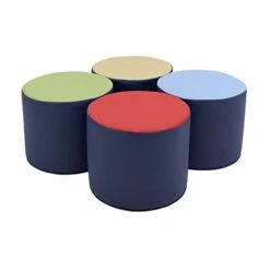 Factory Direct Partners 12763-NV SoftScape 15" Round Two-Tone Accent Ottoman For Ages 4-7 (4-Piece) - Navy -Safavieh Furniture 31AM9r0M4 L