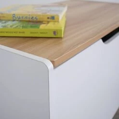 Humble Crew Expedition Hinged Toy Storage Chest With Lid, White & Natural Wood -Safavieh Furniture 31ANrgn6fBL