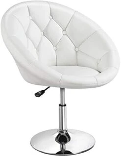 Yaheetech Round Tufted Back Chair Living Room Chair Contemporary Height Adjustable Vanity Chair 360° Swivel Accent Chair Modern Look, White -Safavieh Furniture 31AP1ZhXpAL. AC
