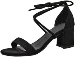 MatureGirl Sandals For Women Fashion Summer Women Sandals Mid Heel Chunky Heel Suede Open Toe Lace Up Casual Bow Tie Sandals For Women Jelly (Black, 7.5) -Safavieh Furniture 31AgSu7dOIL. AC 3