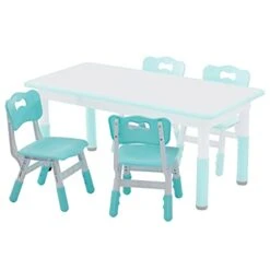DOREROOM 3 Level Height Adjustable Kids Chair, Durable Chair For Kids Indoor Or Outdoor Use For Ages 2-6, Toddler Table Chair For Boys And Girls For Daycare, Classroom, Home, Mint Green -Safavieh Furniture 31ApF116bJL