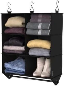 ClosetMaid 4-Shelf Fabric Hanging Closet Organizer With Garment Rod For Shirts, Sweaters, Pants, Hats, Shoes, Purses With Charcoal Black Finish 17 ClosetMaid 4-Shelf Fabric Hanging Closet Organizer With Garment Rod For Shirts, Sweaters, Pants, Hats, Shoes, Purses With Charcoal Black Finish -Safavieh Furniture 31BKVCEV9EL. AC