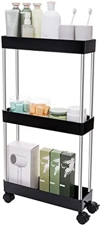 Ettori Rolling Cart Utility Cart Plastic 3 Tier Rolling Storage Cart For Bathroom Kitchen Organization, Living Room And Office- Laundry Cart With Wheels 11 Ettori Rolling Cart Utility Cart Plastic 3 Tier Rolling Storage Cart For Bathroom Kitchen Organization, Living Room And Office- Laundry Cart With Wheels - Image 11