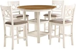 New Classic Furniture Cori 5-Piece Round Counter Dining Set With 1 Dining Table And 4 Chairs, 42-Inch, Bisque -Safavieh Furniture 31BVxxianoL. AC