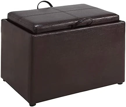 Convenience Concepts Designs4Comfort Accent Storage Ottoman With Reversible Tray, Espresso Faux Leather 22.75 X 15.75 X 16 9 Convenience Concepts Designs4Comfort Accent Storage Ottoman With Reversible Tray, Espresso Faux Leather 22.75 X 15.75 X 16 - Image 9