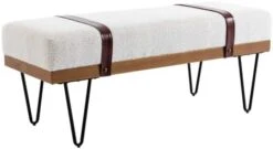 HEAH-YO Modern Indoor Bench, 18” Seat Height Entryway Bench With PU Leather Strap And Metal Legs, Linen Footstool And Ottoman For Living Room Bedroom, Gray 28 HEAH-YO Modern Indoor Bench, 18” Seat Height Entryway Bench With PU Leather Strap And Metal Legs, Linen Footstool And Ottoman For Living Room Bedroom, Gray -Safavieh Furniture 31CDwICnLL. AC