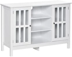 HOMCOM Sideboard, Buffet Cabinet, Coffee Bar Cabinet, Kitchen Cabinet With Storage Shelves, Slatted Framed Doors And Cable Management For Living Room, Gray 15 HOMCOM Sideboard, Buffet Cabinet, Coffee Bar Cabinet, Kitchen Cabinet With Storage Shelves, Slatted Framed Doors And Cable Management For Living Room, Gray -Safavieh Furniture 31CNK3HG8uS. AC