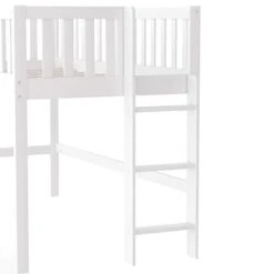 Kteam Twin Size Low Loft Bed With Ladder/Slide/headboard, Pine Wood Bed Frame For Girls/Boys (White) -Safavieh Furniture 31CP87KQg2L