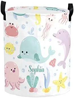 Personalized Laundry Basket Hamper,Cute Ocean Animal,Collapsible Storage Baskets With Handles For Kids Room,Clothes, Nursery Decor 8 Personalized Laundry Basket Hamper,Cute Ocean Animal,Collapsible Storage Baskets With Handles For Kids Room,Clothes, Nursery Decor - Image 8