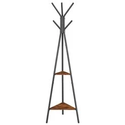VASAGLE Coat Rack Freestanding, Coat Hanger Stand, Hall Tree With 2 Shelves, For Clothes, Hat, Bag, Industrial Style, Rustic Brown And Black URCR16BX
