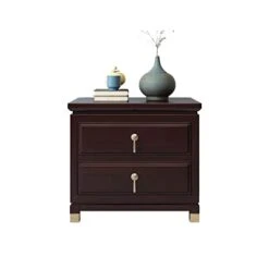 FURUIWUFENG Nightstand Bedside Cabinet Rack Storage Cabinet Living Room Bedroom Bedside Storage Drawer New Chinese Wood Cabinet End Table