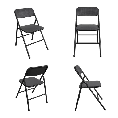 CoscoProducts COSCO Premium 5-Piece Table & Chair Dining Set, With 34" Vinyl Top Card Table And 4 Fabric Padded Seat & Back Folding Chairs, Black 6 CoscoProducts COSCO Premium 5-Piece Table & Chair Dining Set, With 34" Vinyl Top Card Table And 4 Fabric Padded Seat & Back Folding Chairs, Black - Image 6