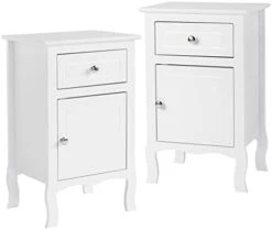 Cffuvros 2 PCS Country Nightstand, With 1 Drawer And 1 Door, Wood Night Stand For Bedroom Night Tables, Bedside End Table For Bedroom Living Room Storage Organizer -Safavieh Furniture 31DK6n3qL. AC