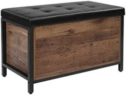VASAGLE Entryway Storage Bench, Flip Top Ottoman And Trunk With Padded Seat, Bed End Stool, Supports 198 Lb, 31.5”L X 15.7”W X 19.7”H (80 X 40 X 50 Cm), Rustic Brown + Black -Safavieh Furniture 31DP5d1NY1L. AC