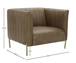 Amazon Brand – Rivet Frederick Mid-Century Channel Tufted Leather Chair, 38"W, Taupe -Safavieh Furniture 31Dcdu1QcDL