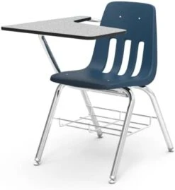 Virco 9700BR Classroom Chair Desk, Ideal For Schools And Students From 5th Grade - Adult, Chrome Frame With Bookrack, Wine Seat - Grey Nebula Top (4 Desks) -Safavieh Furniture 31DegoF8lL. AC 2
