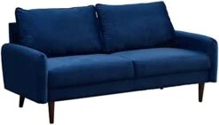 INSTORY Modern Sofa Set Velvet Sofa & Loveseat Set 2 Piece Tufted Couch Set With Wooden Legs For Living Room, Office - Space Blue -Safavieh Furniture 31DgeS13dYL. AC