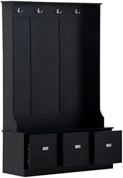 LUMISOL Hall Tree With Storage Bench For Entryway Livingroom Hallway 3-in-1 Design With Shelves Cabinet And 4 Hooks (White-with Lidded Door) -Safavieh Furniture 31Du86X2RGL. AC