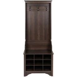 Pemberly Row Contemporary 27" Hall Tree With 9 Cubbies In Espresso -Safavieh Furniture 31E6eZZ2WuL