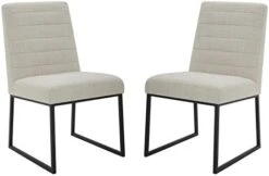 Amazon Brand – Rivet Decatur Modern Faux Leather Dining Chair, Set Of 2, 21"W, Tan Brown -Safavieh Furniture 31EB9GuqS L. AC