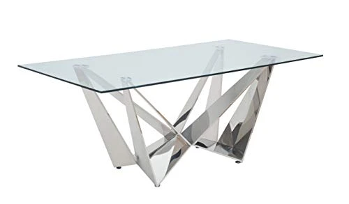 Acme Furniture Dekel Dining Table, Clear Glass & Stainless Steel 1 Acme Furniture Dekel Dining Table, Clear Glass & Stainless Steel
