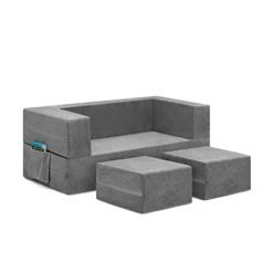 Delta Children Convertible Sofa And Play Set For Kids And Toddlers Modular Foam Couch And Flip Out Lounger With 2 Ottomans, Grey -Safavieh Furniture 31EVQO4XVlL 1