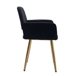 KCC Dining Chair Set Of 2, Upholstered Fabric Desk Chairs Small Armchair, Leisure Modern Living Room Accent Chairs With Metal Tube Legs For Kitchen, Dining Room, Guest Room Bedroom, Black -Safavieh Furniture 31ElCLOStFL