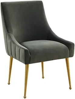 MEXIYA Irina Dining Chair Beige Easy Clean Velvet Upholstered Side Chair With Brushed Gold Leg -Safavieh Furniture 31F04pFKCHL. AC