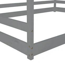 P PURLOVE Full Size House Bed Frame For Kids, Girls, Boys,Full Size Floor Bed Frame Montessori Floor Bed Frame With Roof,Full Bed Frame Without Slat,Gray -Safavieh Furniture 31FEqBAutSL