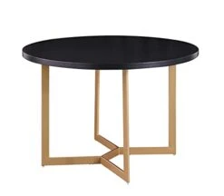 Morden Fort Round Dining Table Modern Luxaury Table With Gold Metal Legs For Dining Room, Home Kitchen, Restaurant - Black