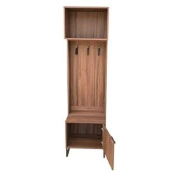 UKN Entryway Hall Tree With Storage Loops Brown Solid Mid-Century Modern Transitional MDF Metal Bronze Finish Walnut -Safavieh Furniture 31FQzfEZK6L