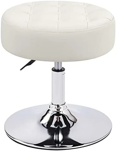 Furniliving Mid-Century Tufted Adjustable Swivel Makeup Ottoman Stool; Modern Big Size Round Vanity Stool Chair For Bedroom Living Room (White) 14 Furniliving Mid-Century Tufted Adjustable Swivel Makeup Ottoman Stool; Modern Big Size Round Vanity Stool Chair For Bedroom Living Room (White) - Image 14