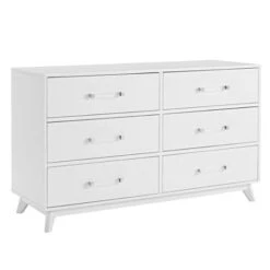 Oxford Baby Holland Wood & Acrylic 6-Drawer Dresser Chest, White