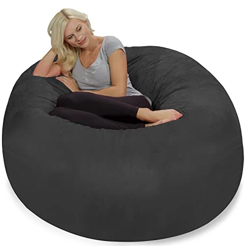 Chill Sack Bean Bag Chair: Giant 5' Memory Foam Furniture Bean Bag - Big Sofa With Soft Micro Fiber Cover - Dark Gray 4 Chill Sack Bean Bag Chair: Giant 5' Memory Foam Furniture Bean Bag - Big Sofa With Soft Micro Fiber Cover - Dark Gray - Image 4
