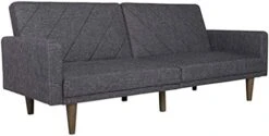 DANN Convertible Futon Couch Bed With Linen Upholstery And Wood Legs - Grey -Safavieh Furniture 31G wpyr2kL. AC 1